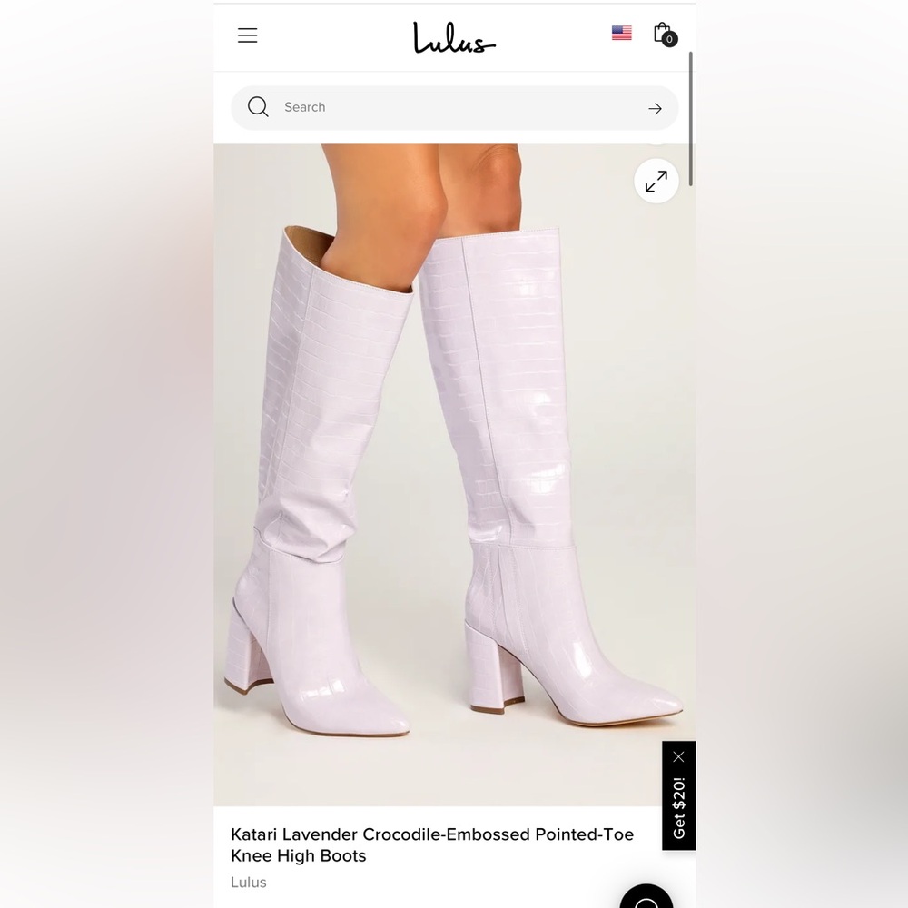 Katari Lavendar Crocodile-Embossed Pointed-Toe Knee High Boots